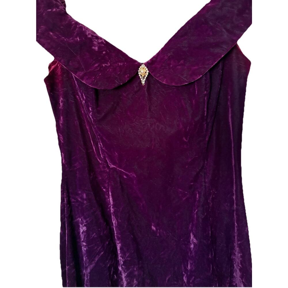 Vintage Jessica McClintock Gunne Sax Velvet Long Evening Dress Deep Purple 7 9 - Picture 11 of 11